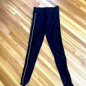 Terez Yoga Workout Pants with Neon Yellow Piping